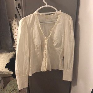 White long sleeve ruffle blouse